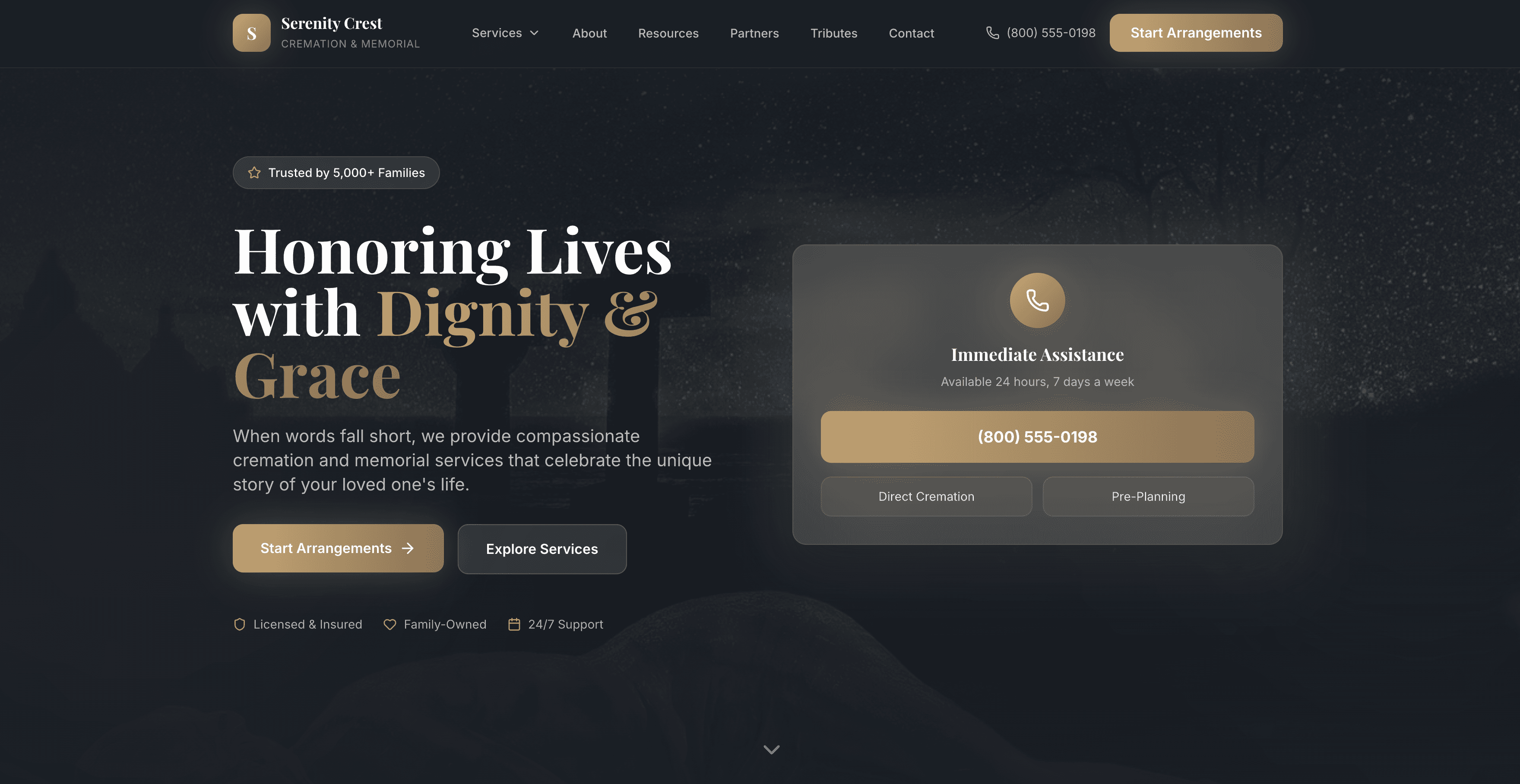 Cremation Services demo preview