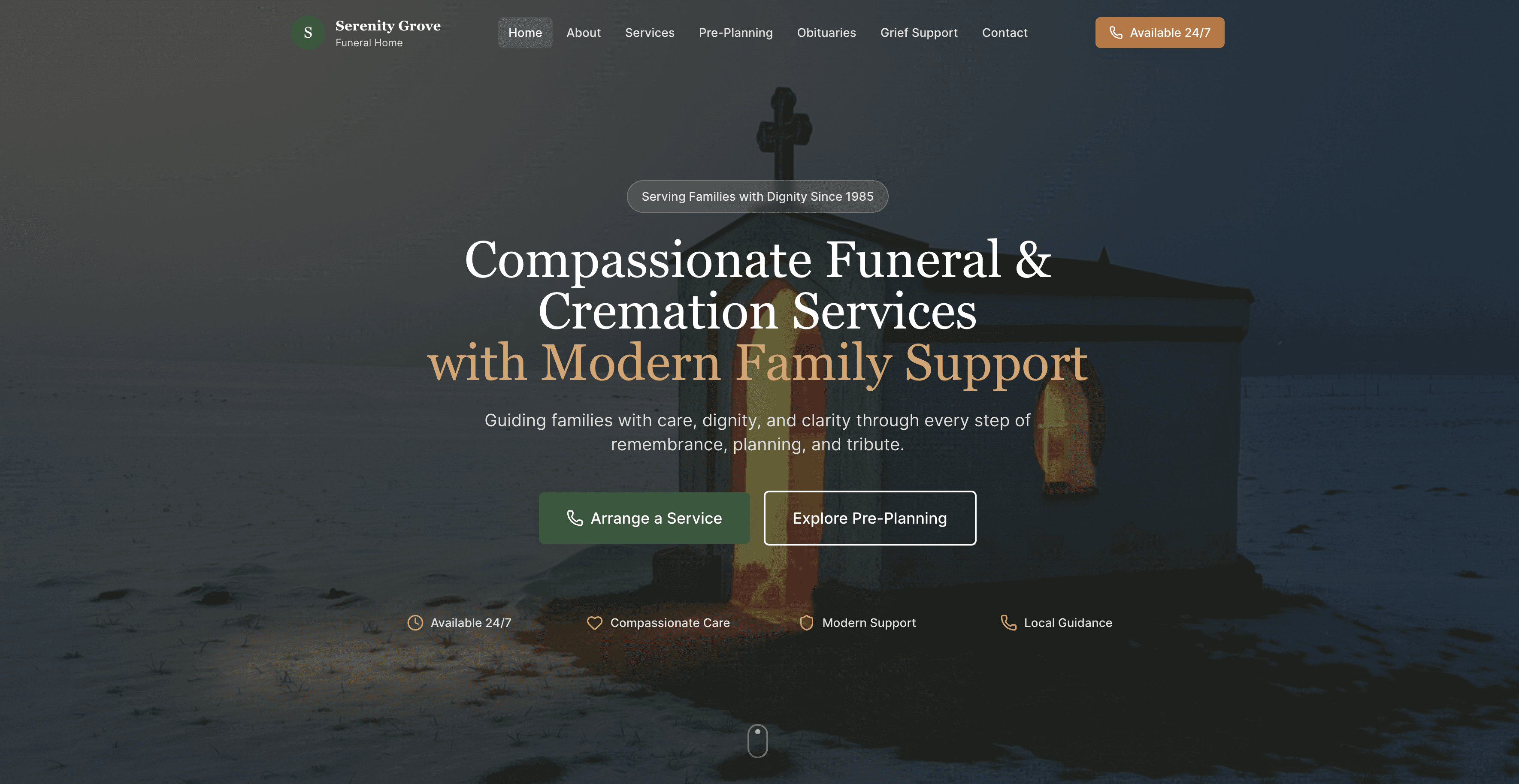 Funeral Home demo preview