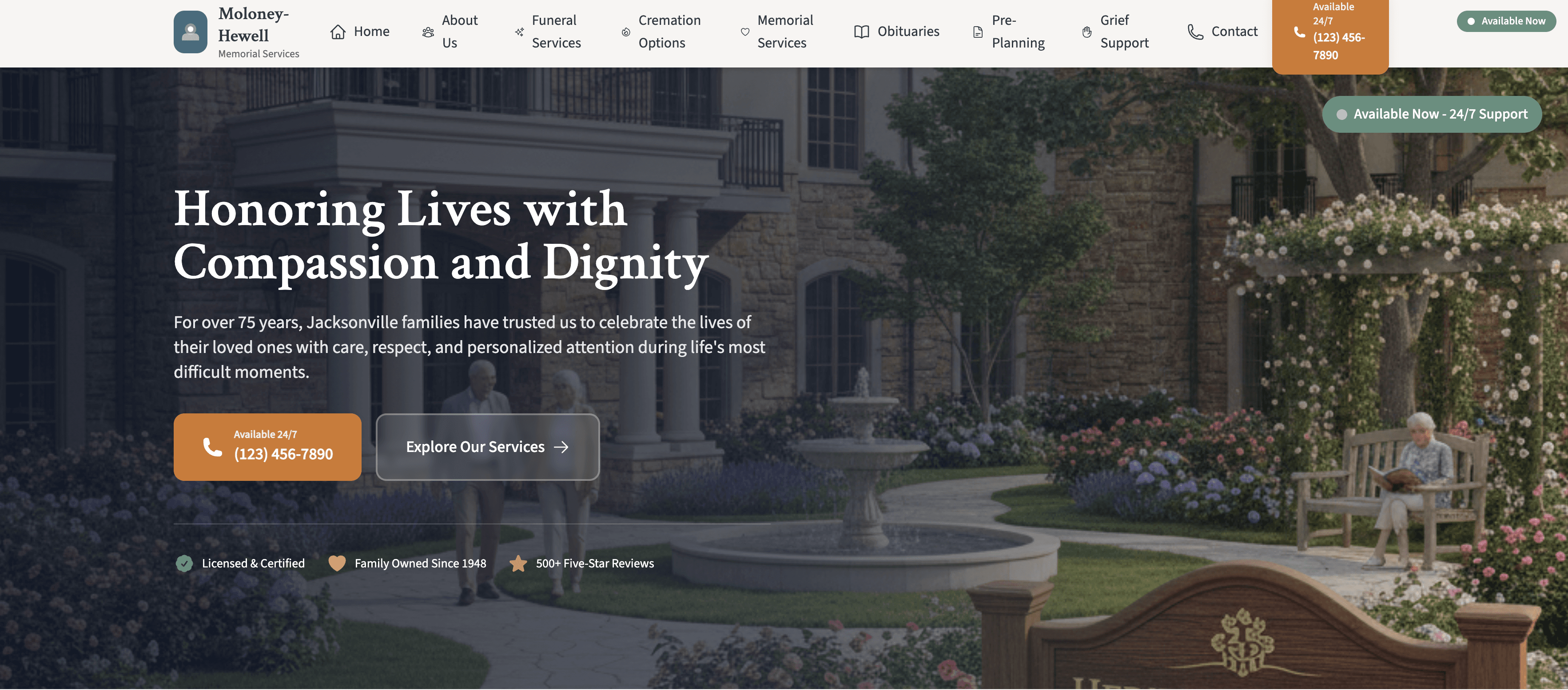 Memorial Services demo preview